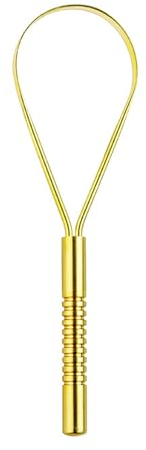 Zungenreiniger Edelstahl,Zungenputzer,Hilft bei frischem Atem und Mundpflege (Gold)