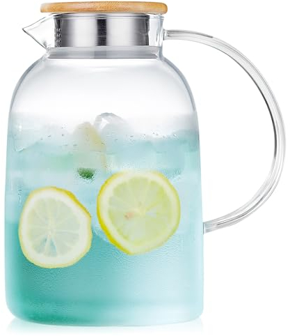 Large Glass Teapot with Infuser, Stovetop Safe, Thickened Heat Resistant Borosilicate Glass, 68 fl oz Glass Tea Kettle with Stainless Lid