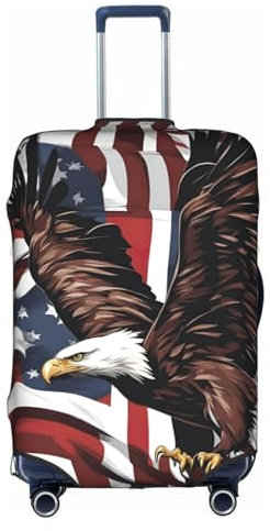 HJLUUFT Reisegepäckhülle, Motiv: Adler mit USA-Flagge, maßgeschneidert, personalisieren und finden Sie Ihren Koffer mühelos, Kofferhülle, Weiss/opulenter Garten, X-Large