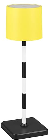 Reality Leuchten LED Akku Außen Tischleuchte Fernandez R54096316, Metall/Kunststoff Schwarz/Weiß/Gelb, inkl. 1.5 Watt LED, Ladestation