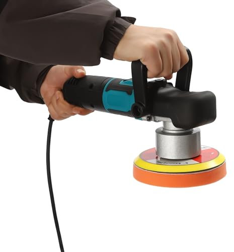 Exzenter Poliermaschine 850W 8mm 6 Variable Geschwindigkeit 2000-4500 RPM mit 6 Polierschwamm und 2 Anti-Rutsch-Griffe zum Polieren und Entfernen von Wirbeln Kratzern Fehlern