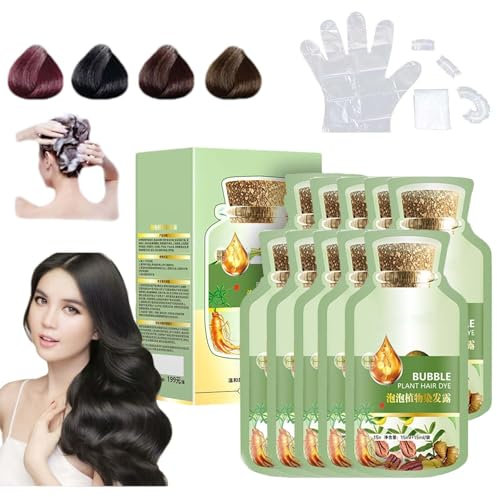 Bubble Plant Hair Dye - 10 Pack Natural Cream for Grey Hair (Black Tea)