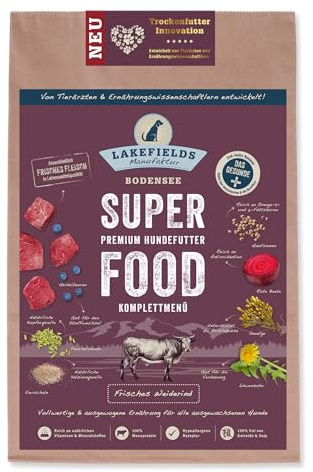 Lakefields Premium SUPERFOOD RIND, die Trockenfutter-Sensation für Ihren Hund, Größe:4 x 2.5 Kg