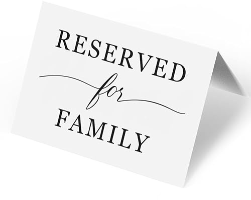 Segnali riservati per la famiglia, confezione da 10 | Eleganti cartelli da tavolo riservati per ricevimenti di nozze, ristoranti e feste