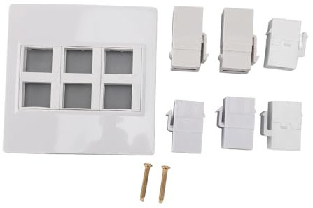 Media Outlet Wall Plate, 6 Port Usb3.0 Wall Outlet 2X HDMI HDTV + 2X USB 3.0 + 2X RJ45 Ethernet White Dual Gang Face Plate for Cable Wall Plate Cover