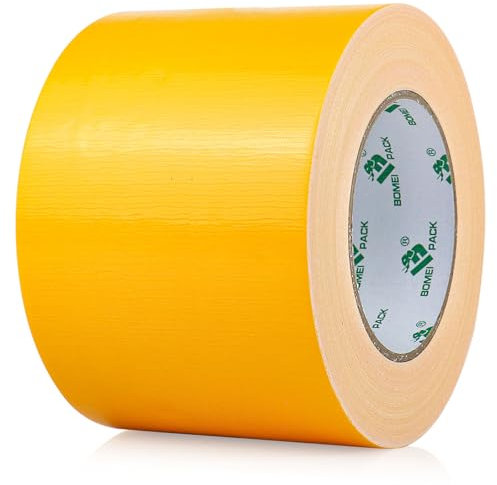 BOMEI PACK Gelb Panzertape Wasserfest 100 mm x 30 m - Gelb Panzertape Gewebeklebeband - Gewebeband - Panzerband Extra Stark - Duct Tape - Wasserdichtes Klebeband