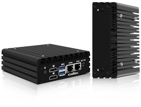 CWWK X86-P5 N100 Mini PC Fanless, Firewall Appliance Mini Computer with 2 x i226-V 2.5GbE LAN, OPNsense Micro PC Barebone DDR5 NO RAM NO SSD, Dual 4K Display, USB3.2, AES-NI