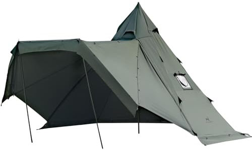 TOMOUNT - Tente tipi indienne en coton - 2,8 m de haut - Pour 6 à 8 personnes - Avec trou de poêle - 4 saisons - Tente de camping pour l'extérieur, le camping, la randonnée, le trekking - Vert
