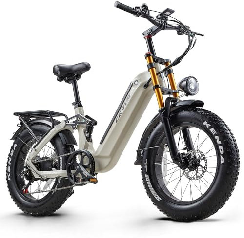 VOZCVOX E Bike Herren Elektrofahrrad E-Mountainbike 20 Zoll Fatbike 48V 20Ah Akku E-Bike mit Vollfederung 7-Gang 25km/h Ebike,Reichweite bis zu 70km A20 PRO