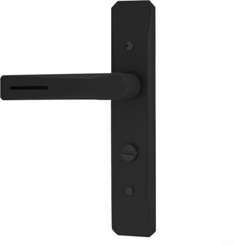 LVYXON Badezimmertürschloss, leiser Betrieb, einzelner Zungengriff, schlüsselloser Eingang, für Badezimmer, Küche, Glastür, schwarze Zinklegierung, rostbeständig, 25–50 mm Türstärke (schwarz)