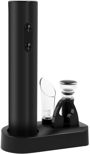 Electric Wine Opener Set Efficient Wine Bottle Opener Set with Stand Foil Cutter Wine Pourer Vacuum Stopper Practical Wine Corkscrew Set for Home Party Bar Outdoor