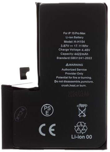 Audiosystem BATTERIA COMPATIBILE per IPHONE 15 PRO MAX A2489 A3106 A3121 4422MaH RICAMBIO PILA SOSTITUZIONE