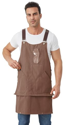 Nanxson Canvas Arbeitsschürze Männer Schweißerschürze Werkzeugschürze | einstellbar Schürze Holzschürze Toolschürze mit Kreuz Rücken für Grill, Schreiner, Schweißer, Garten, Handwerk