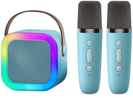 Karaoke 2 Microfonos Inalambricos, Regalo Niña 3-12 Años, Microfono, Mini Karaoke Infantil, Altavoz Bluetooth, Portátil, Mejores Juguetes para Niñas y Niños