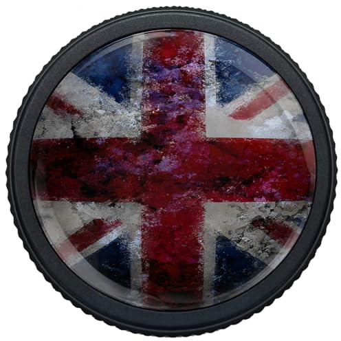 Artinhand 4 Pack British Flag Metal Cabinet Knobs for Kitchen Bathroom | Vintage Drawer Pulls Round Black Dresser Handles Furniture Hardware for Cupboard Wardrobe Closet Vanity Decor