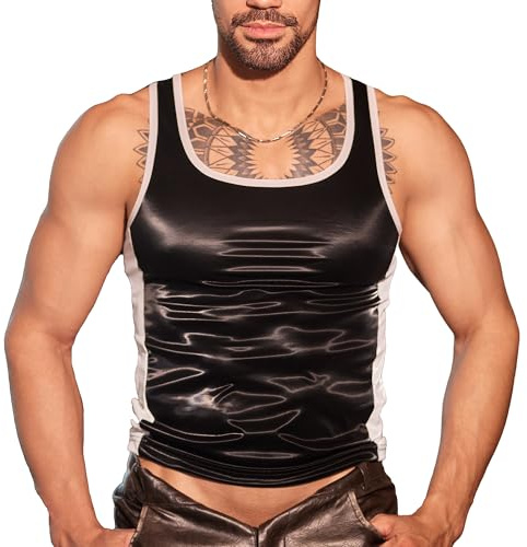 Mens Mesh Vest Hollow Out Undershirt See Through Sleeveless Tank Tops for Clubwear Activewear