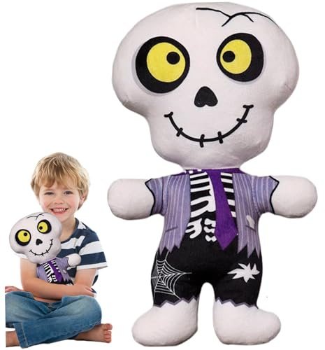 CAKEEYUM Halloween-Plüsch, 12 lustige, gruselige Skelett-Plüschpuppen, weiche, Bequeme Halloween-Kuscheltier-Plüschtiere für Mädchen, Jungen, Gefallen, Stil 1, Dekorationen, Flur, Flur