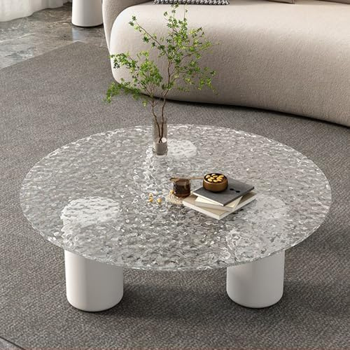 Table basse ronde moderne – Table de cocktail robuste avec pieds en bois massif – Style scandinave nordique pour le salon