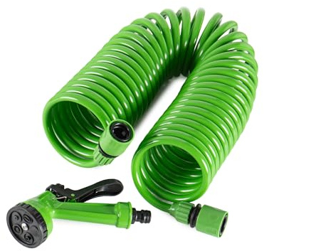 Il Gruppone Passione Casa Tubo Irrigazione Spiralato con Pistola Multifunzione 7,5/10 / 15 m Estensibile da Giardino con Raccordi Rapidi - 10 Metri