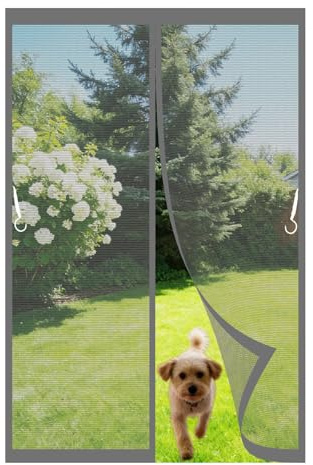 Zanzariera Magnetica Porta Finestra 100 x 300 cm Si Chiude da Sola Maglia Fine Apertura e Chiusura Silenziosa Tenda Zanzariera Magnetica per Porte Finestre Soggiorno, Grigio