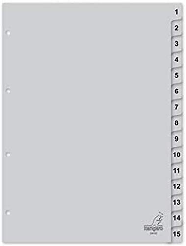 Register Kangaro A4 Ziffer PP 120 micron 4r. 15tlg grau