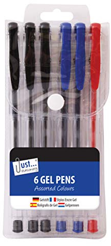 Just stationery Gel Pen (Pack of 6), Black, Blue, Red, 1225
