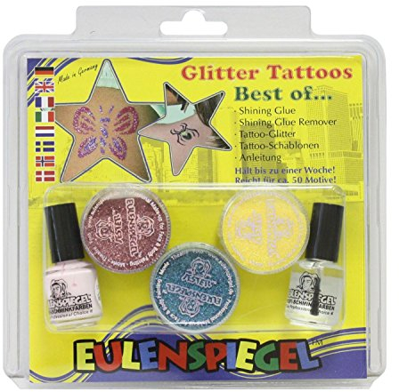 Eulenspiegel 730003 - Glitzer Tattoo Set Best of, XL, Karneval, Halloween, Mottoparty