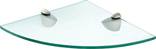 IB-Style - étagère Murale en Verre | 20 Variations | Tablette de Coin - 250 x 250 x 10 mm Clair + Clips Bano Rouge