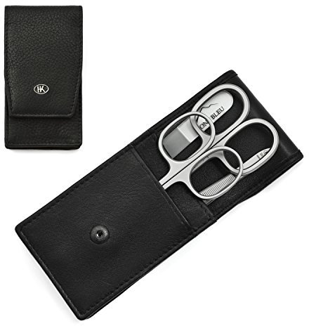 Hans Kniebes Luxury 4-Piece Manicure Set with crystal nail file, in Amalfi Leather Case | made in Germany