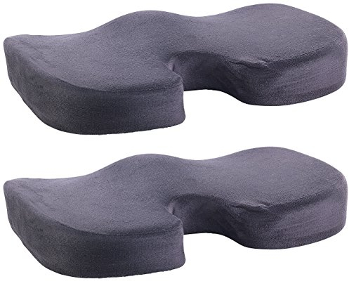 Lescars Sitzkissen Auto Rücken: 2er-Set Memory-Foam-Sitzkissen für bequemes Sitzen im Auto, Büro & Co. (ergonomisches Sitzkissen, Kissen fürs, Autositz Orthopädische Auflage)