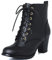 Onewus Stivali da donna con tacco a blocco, lacci, Nero , 45 EU