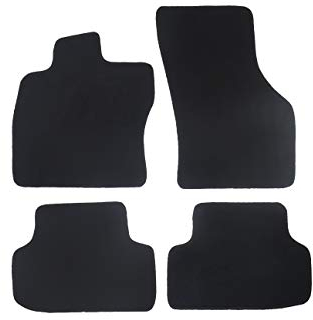 Alpha-Tex Fußmatten-Set für VW Polo, Typ 86C, 80 (Baujahr 1981-1994), Classic schwarz | 4-tlg | Umrandung dunkelblau