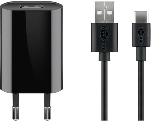 Goobay USB-C-Ladeset (5 W)・Netzteil mit USB-C-Kabel・1 m・schwarz・Drinnen・AC・5 V・1 m・Schwarz (45293)