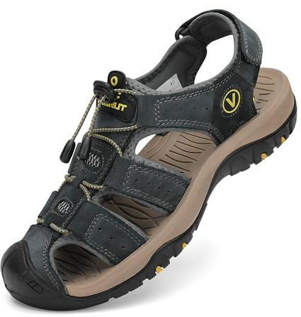 FLARUT Sandalen Herren Outdoorsandalen Trekkingsandalen Wander(Grau,46)