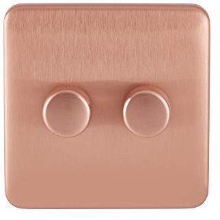 Schneider Electric Lisse Screwless Deco GGBL6022LLCS LED Dimmer 2 Gang 2 Way 100W/VA Light Copper