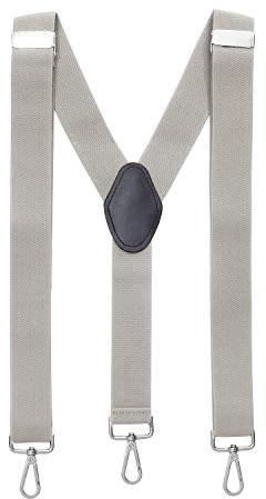 MASADA Herren Hosenträger mit robusten Karabiner Verschluss stufenlos verstellbar 3,5 cm breit und bis zu 195 cm Körpergröße - Hellgrau