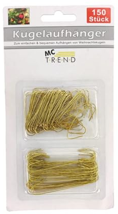 Weihnachtskugeln Baumhaken Aufhänger für Christbaumschmuck Haken Weihnachtsbaum Gold (150 Baumhaken)