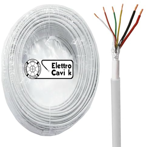 ® ELETTRO CAVI K - CAVO ALLARME SCHERMATO 2x0,50+4x0,22 MM² GRADO 4 ° DA ESTERNO ANTIFURTO VIDEOSORVEGLIANZA TELECAMERE 6 POLI ALIMENTAZIONE 2x0.50+4x0.22 MULTIPOLARE PROFESSIONALE IN RAME 50 METRI