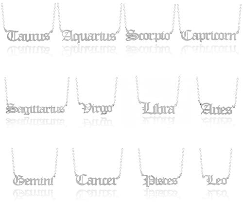 Silver plated 12 Zodiac Signs star signs Fashion Jewellery 12 Constellation Pendant Necklace For Women Birthday Gifts (Gemini)