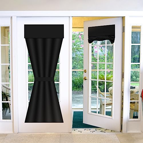 Französische Türvorhänge Binden Vorhänge Verdunkelung Einzelne Thermische Tür Vorhang Tape Top Kleine Fenstervorhänge 26 x 68 Zoll Grau Beige 1 Panel