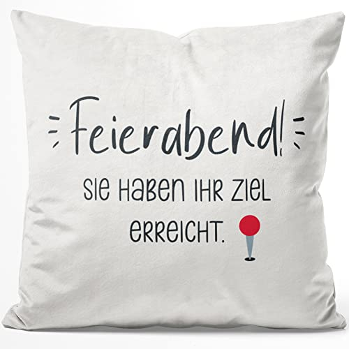 JUNIWORDS Kissen, Feierabend! Sie haben Ihr Ziel erreicht, 40 x 40 cm, Flauschig Samtweich Weich