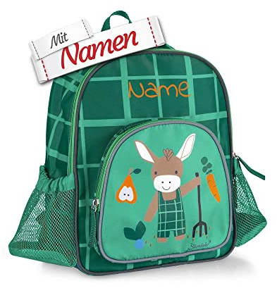 LALALO Kindergartenrucksack mit Namen personalisiert, Sterntaler Kinderrucksack, Kinder Rucksack für Kindergarten Kita, Kleinkind Tasche, Kindergartentasche (Esel Emmilius)