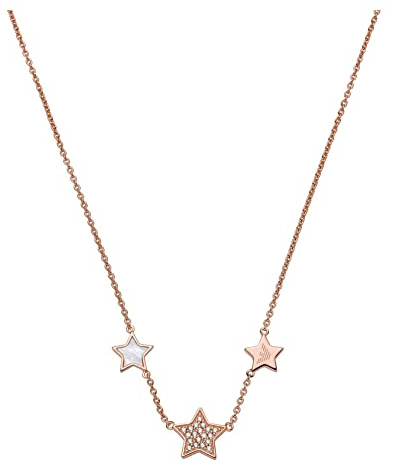 Emporio Armani Necklace for Women Fast Tack, Total length: 40cm + 7cm adjustable chain, big star: 10x2mm, small stars: 8x2mm Rose Gold Sterling Silver Necklace, EG3524C221