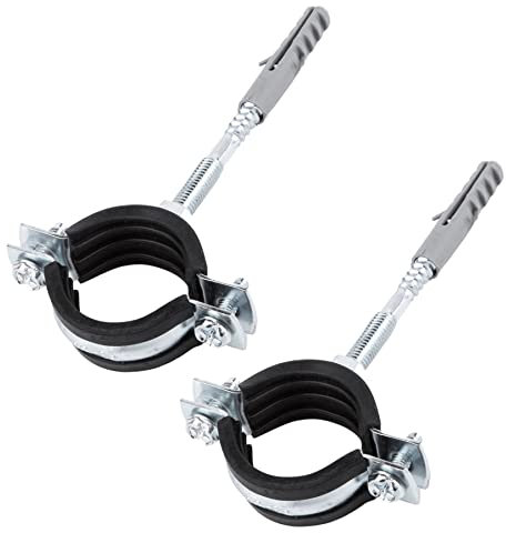 SKIR'CO Confezione da 2 staffe per tubi con rivestimento in gomma nera per tubi Ø 26-30 mm, per montaggio a parete e soffitto (2 pezzi)