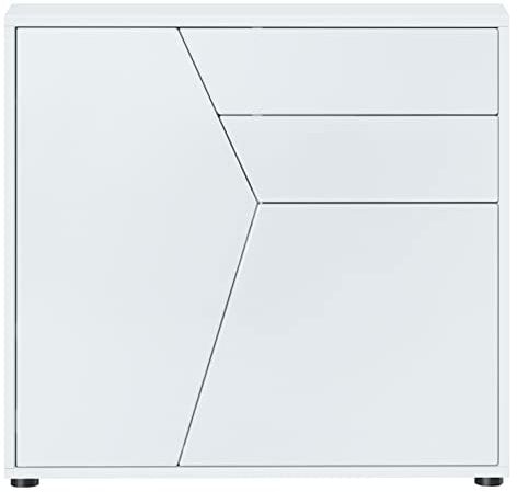Vladon Sideboard Benny, Made in Germany, Kommode mit 2 Türen und 2 Schubladen, Weiß matt/Weiß matt (79 x 74 x 36 cm)