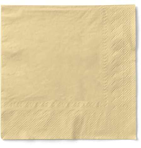 Tissue Serviette 3-lagig saugstark Ideal für Partys Feste und Gastronomie 33 x 33 cm 100 Stück Farbe creme