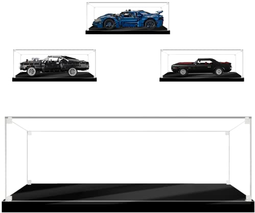 Acryl-Vitrine für 42123 42111 42093 10295 10265 10304, durchsichtige Acrylbox zum Zusammenbauen, staubdichter Schutz, Vitrine mit schwarzem Sockel (45 x 20 x 15 cm) (Transparenter Stil)