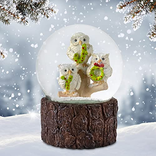 Schneekugel mit Eulen-Motiv, 100 mm The San Francisco Music Box Company