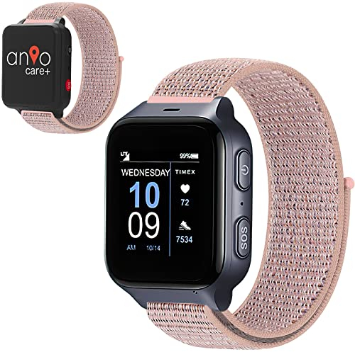 BESINPO Armbänder für TCL MT43AX Safety Watch/TCL Movetime MT43AX / Anio Care+, Weich Sport Braided Verstellbare Ersatzbänder, Sandrosa