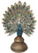 Generisch Deko Figur Vogel Pfau Gold antik bunt blau Sockel Dekoobjekt Skulptur Statue